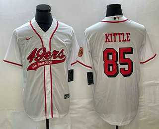 Mens San Francisco 49ers #85 George Kittle White Color Rush With Patch Cool Base Stitched Baseball Jersey->->NFL Jersey
